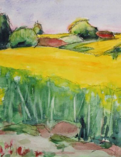 Freie Malerei Landschaft Aquarell Kohle